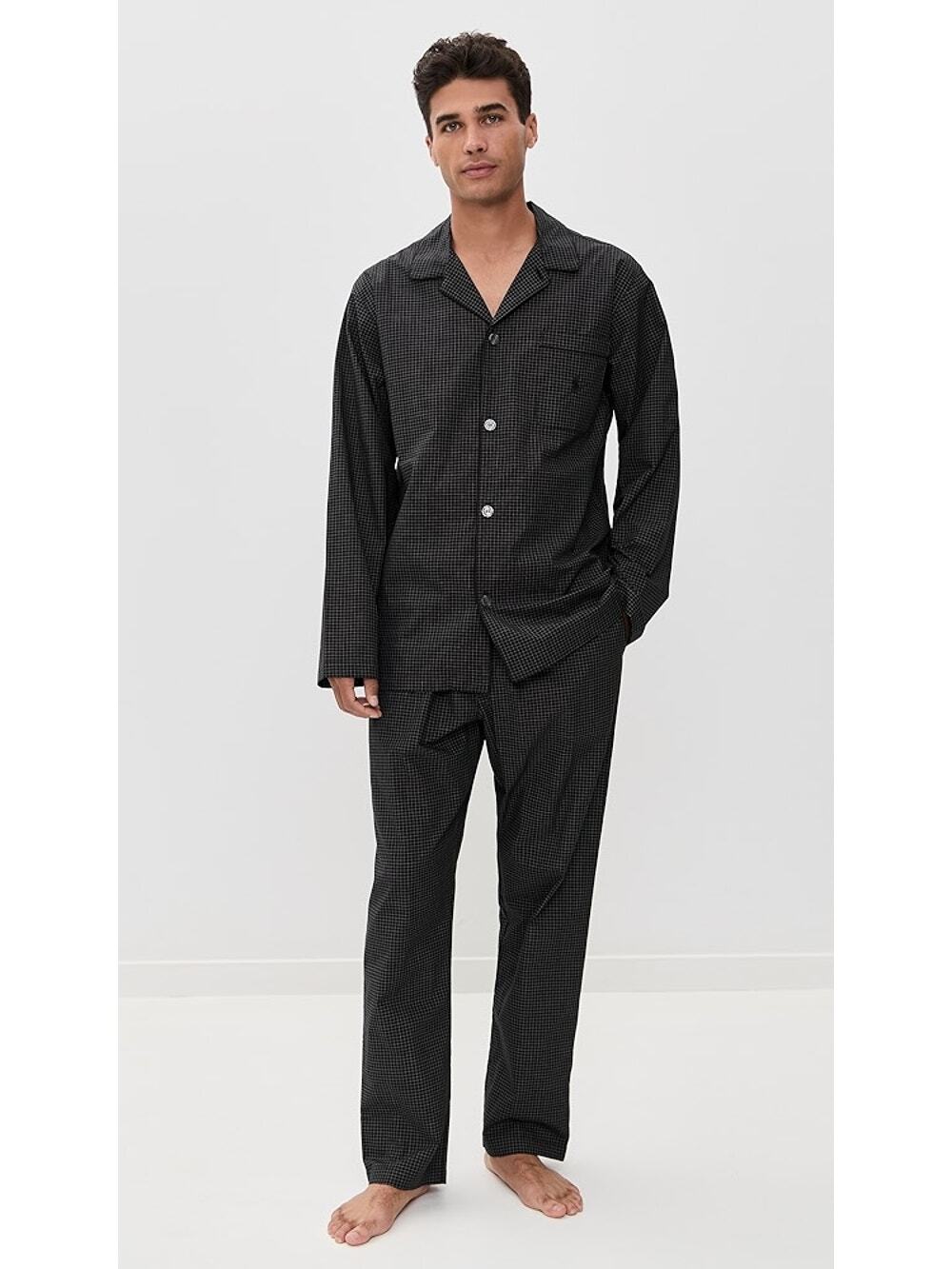 Polo Ralph Lauren Charcoal Black Micro Check Men's Pajama Set w/Robe XL
